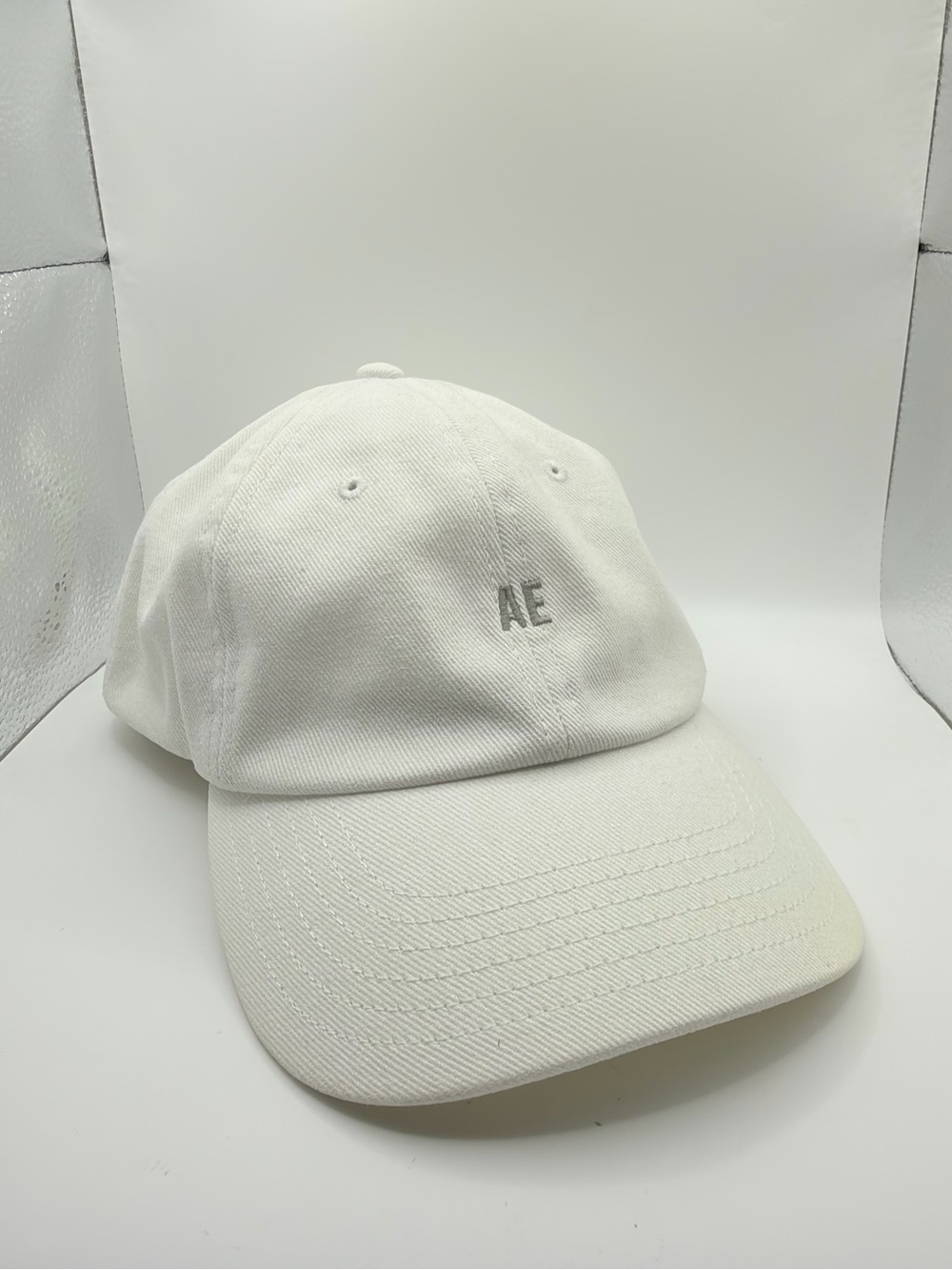 American Eagle Outfitters Kids White Baseball Cap with AE Embroidery